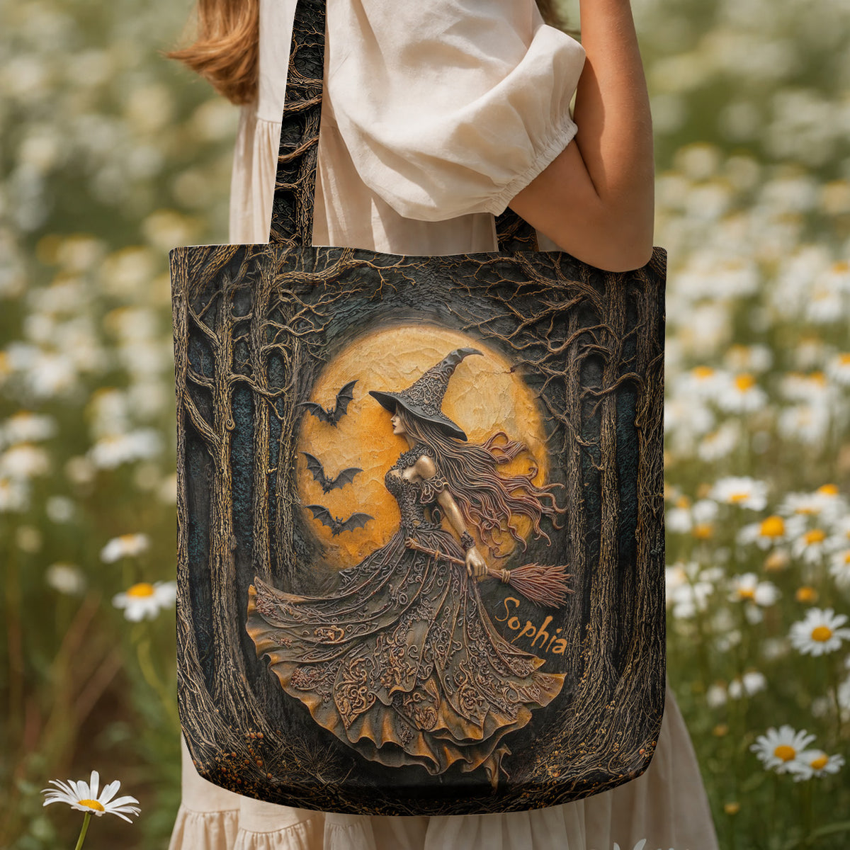 Witch Canvas Tote Bag Personalized Witch of the Amber Moon