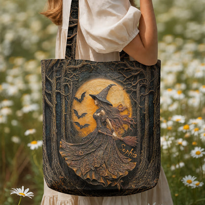 Witch Canvas Tote Bag Personalized Witch of the Amber Moon