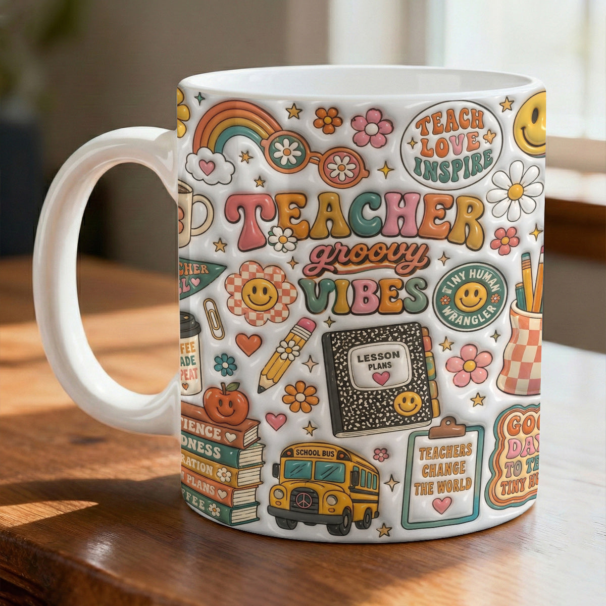 Teacher Ceramic Mug Teacher Groovy Vibes