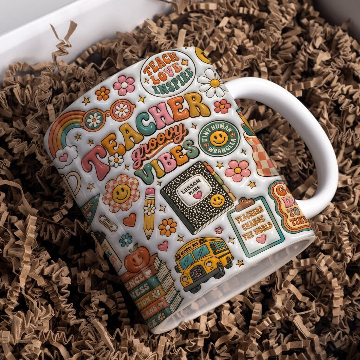 Teacher Ceramic Mug Teacher Groovy Vibes