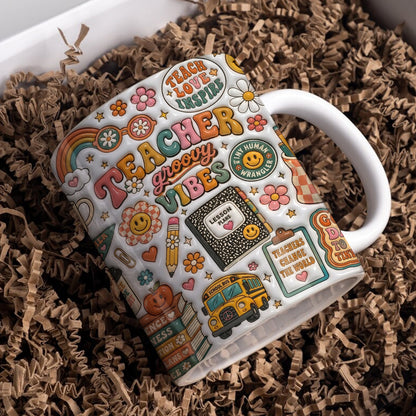 Teacher Ceramic Mug Teacher Groovy Vibes