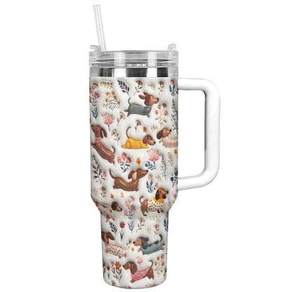 Dachshund 40 oz Tumbler Happy Field Flowers