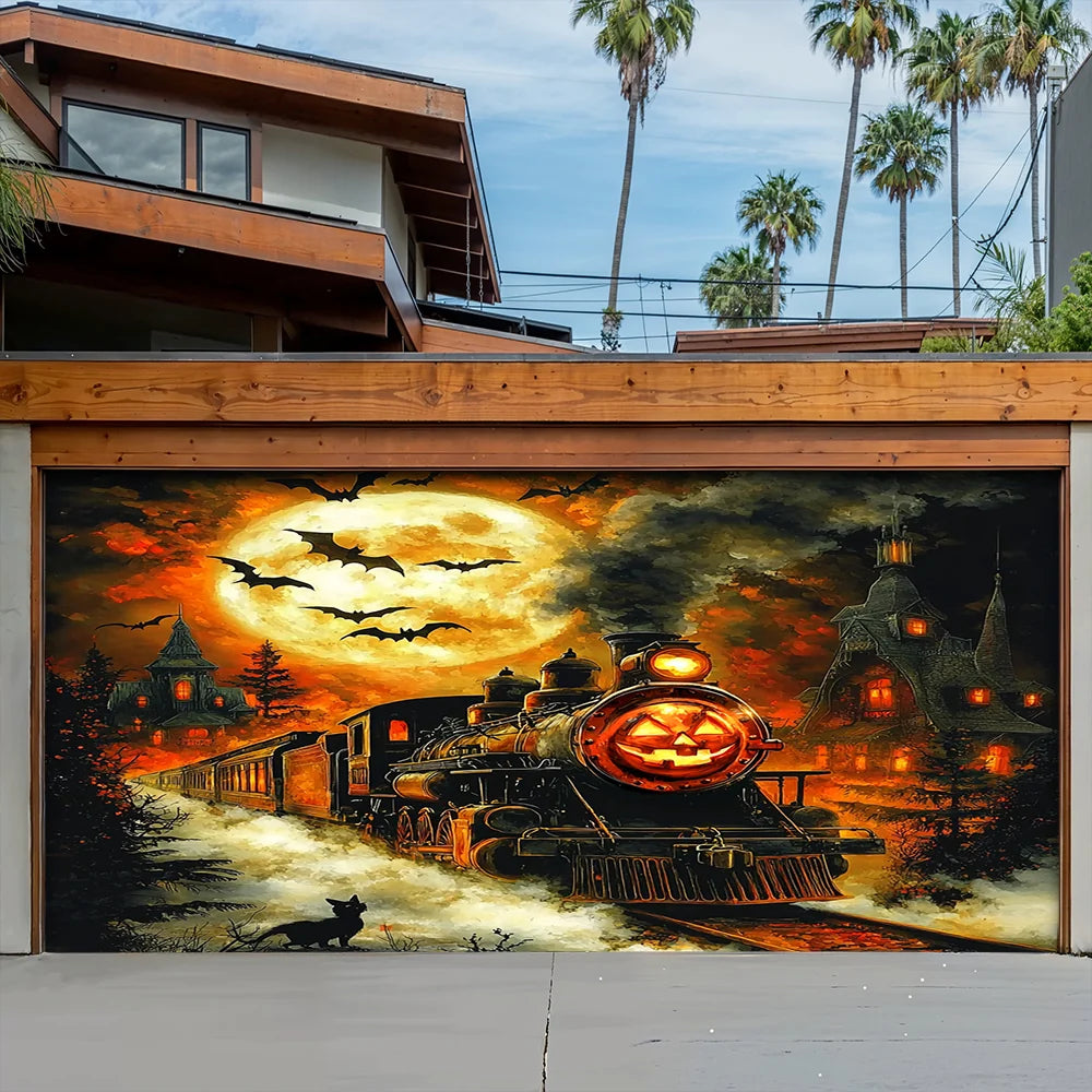 Halloween Garage Door Banner Decoration Pumpkin Express Halloween