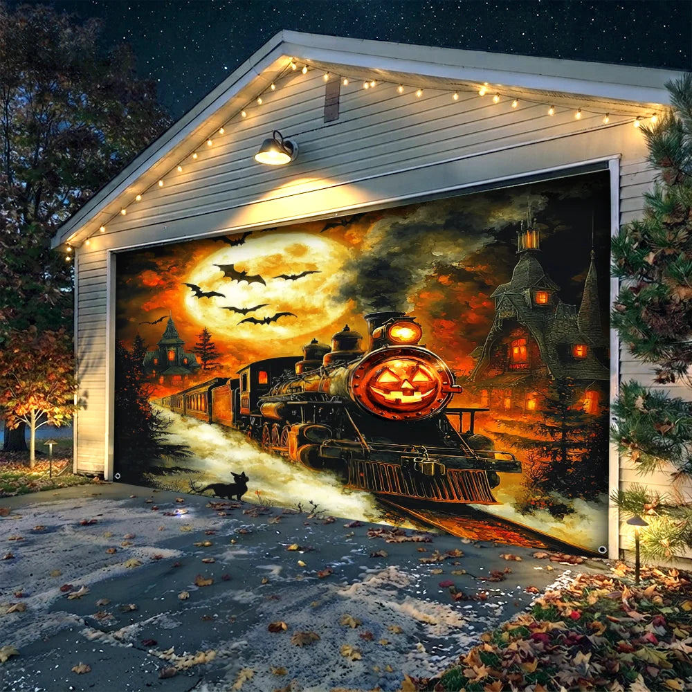 Halloween Garage Door Banner Decoration Pumpkin Express Halloween