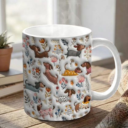 Dachshund 11Oz Mug Happy Field Flowers