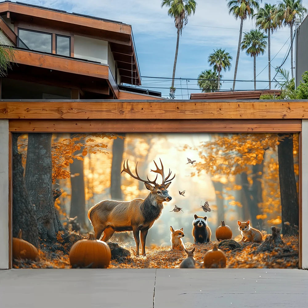Autumn Garage Door Banner Decoration Woodland Harvest Retreat