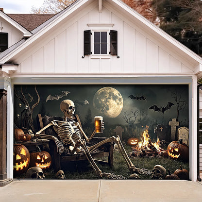 Garage Door Banner Decoration Skeleton's Last Call
