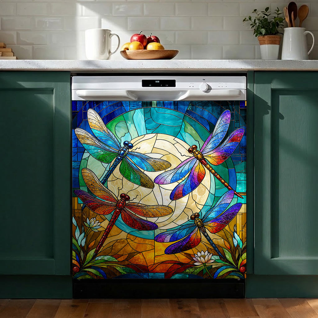 Dragonfly Magnetic Dishwasher Cover Moonlit Garden