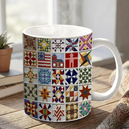 Sewing Lover Ceramic Mug Vintage Quilt Blocks