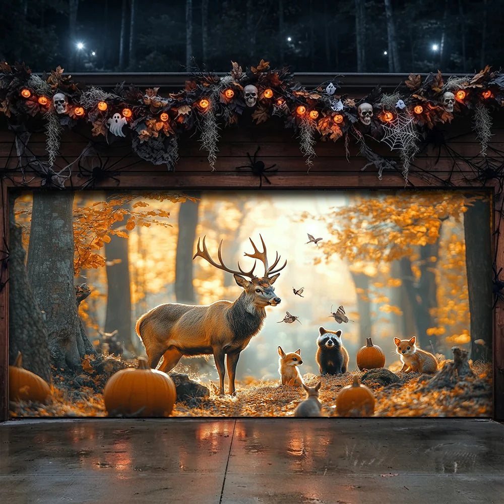 Autumn Garage Door Banner Decoration Woodland Harvest Retreat