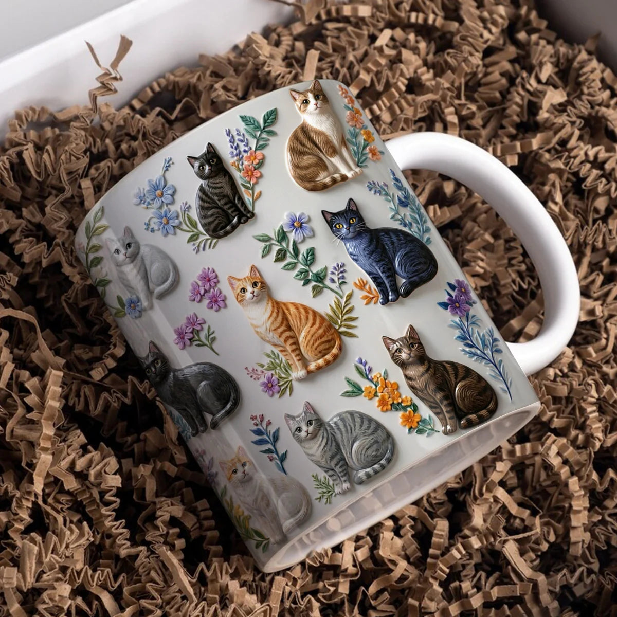Cat 11Oz Mug Charming Floral Cats