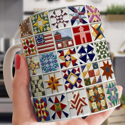 Sewing Lover Ceramic Mug Vintage Quilt Blocks