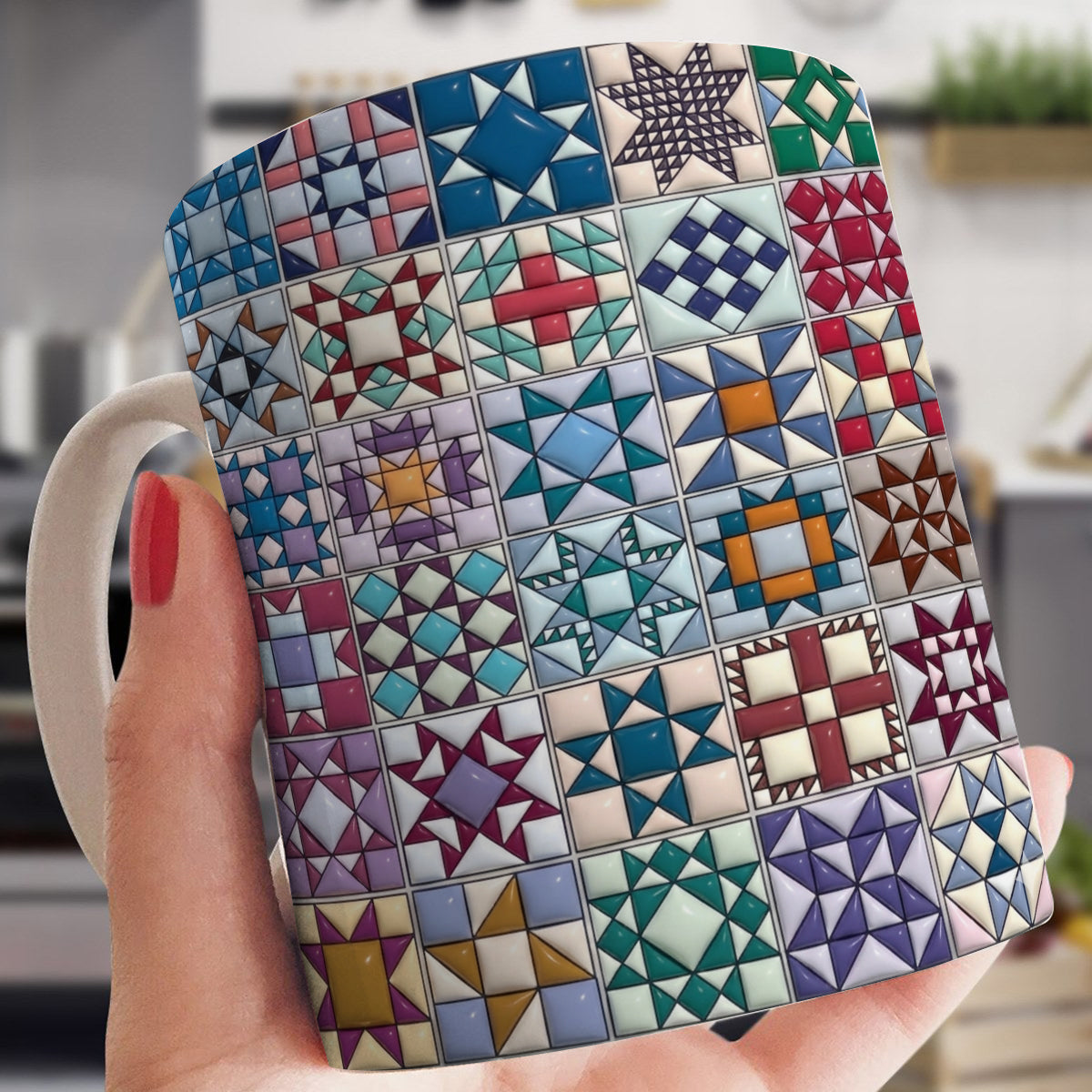 Sewing Lover Ceramic Mug Traditional Quilt Blocks