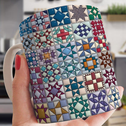 Sewing Lover Ceramic Mug Traditional Quilt Blocks