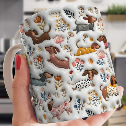 Dachshund 11Oz Mug Happy Field Flowers