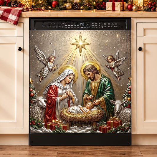 Holy Family Christmas Magnetic Dishwasher Cover Heaven’s Light At The Manger