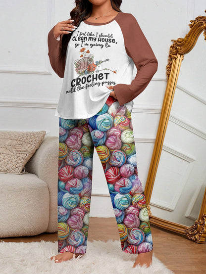 Crochet Lover Raglan Lounge Pajamas I Crochet Until The Feeling Passes