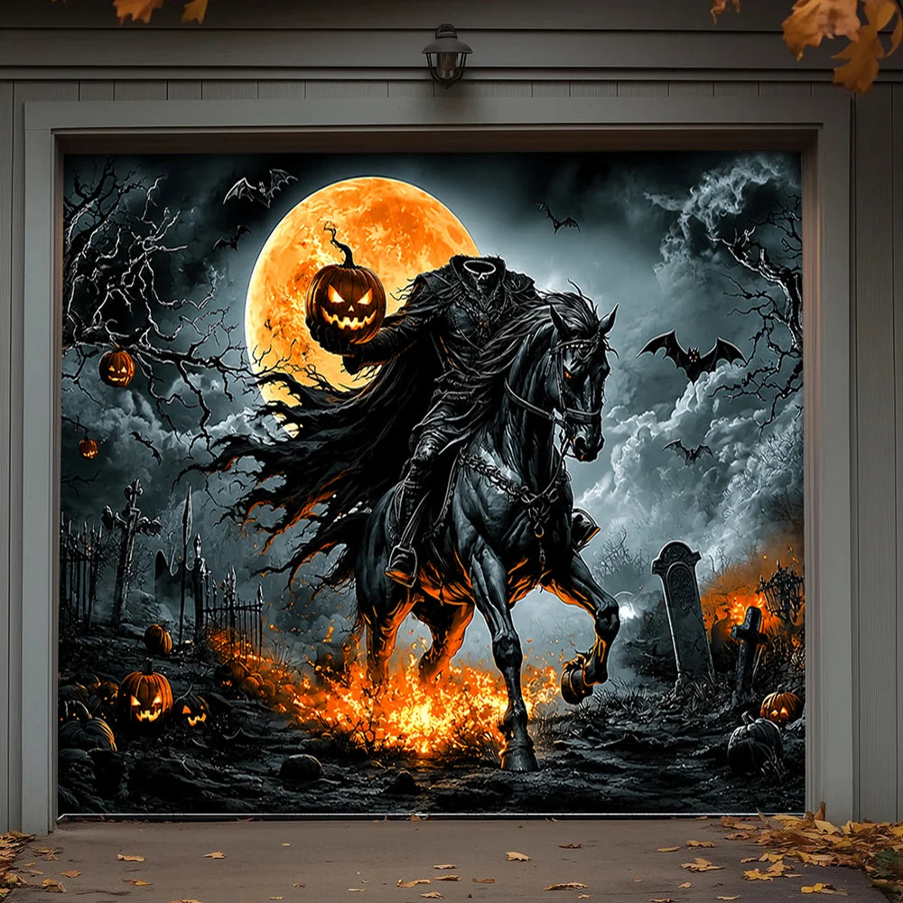 Halloween Garage Door Banner Decoration Legend Of The Headless Rider