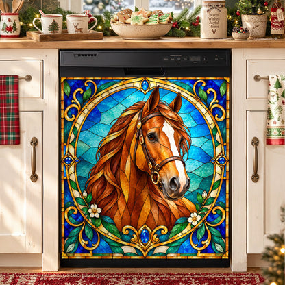 Horse Magnetic Dishwasher Cover Stained Glass Horse