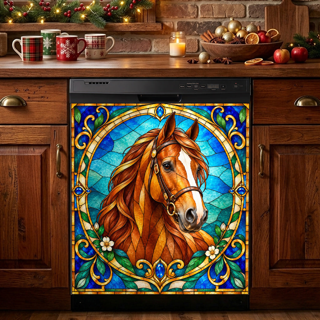 Horse Magnetic Dishwasher Cover Stained Glass Horse