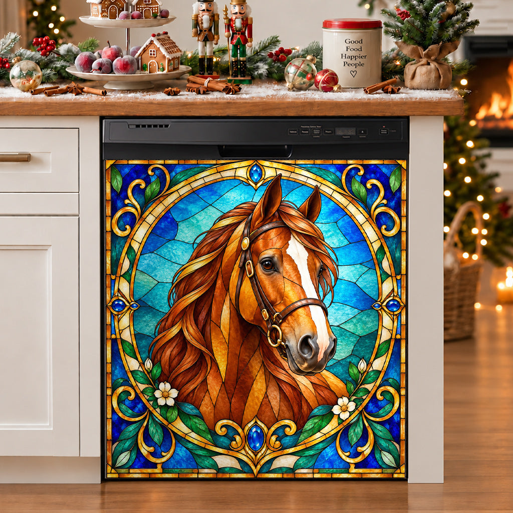 Horse Magnetic Dishwasher Cover Stained Glass Horse