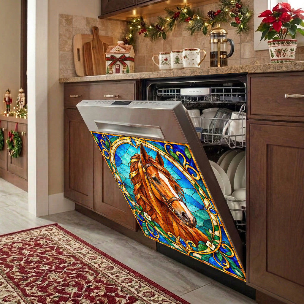 Horse Magnetic Dishwasher Cover Stained Glass Horse