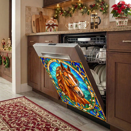 Horse Magnetic Dishwasher Cover Stained Glass Horse