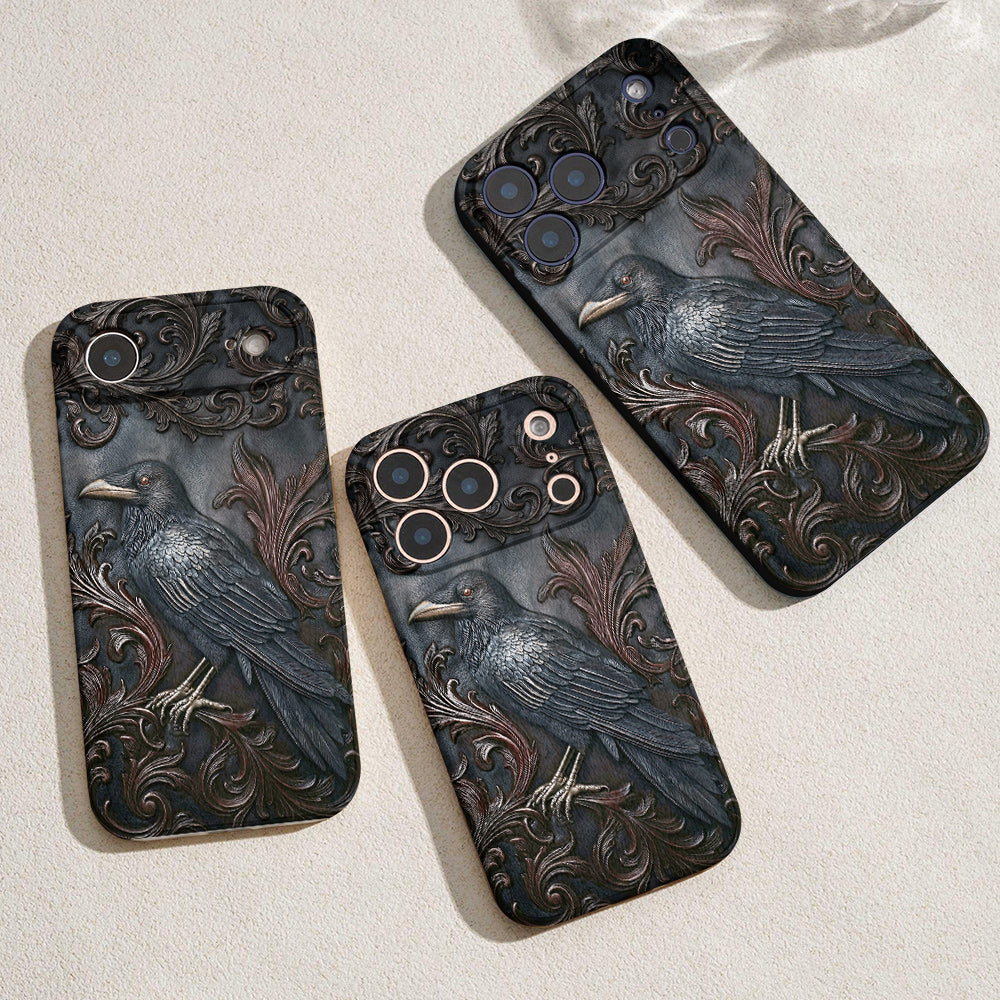 Gothic Leather Phone Case Midnight Raven