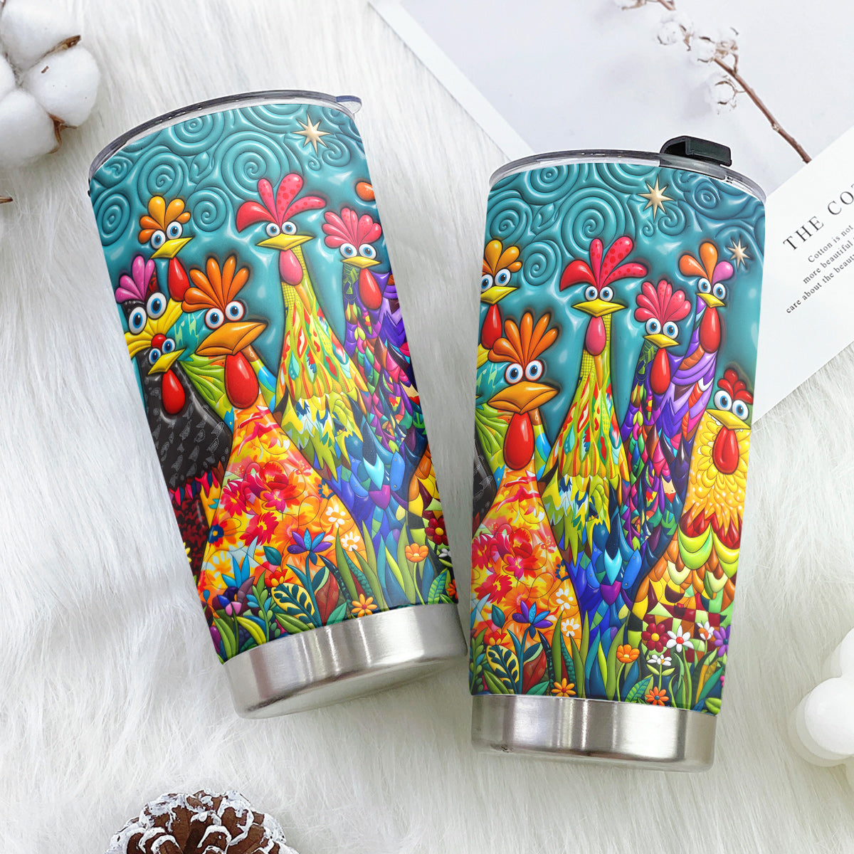 Chicken 20 oz Tumbler Colorful Chicken Garden