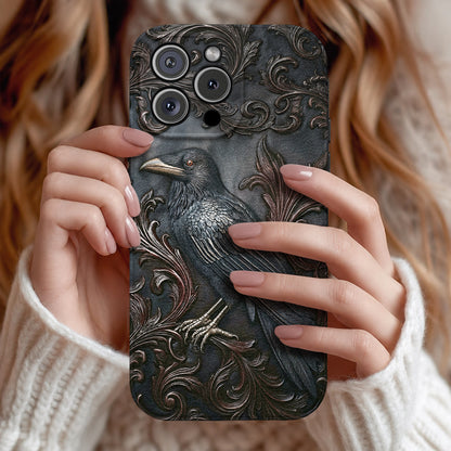 Gothic Leather Phone Case Midnight Raven