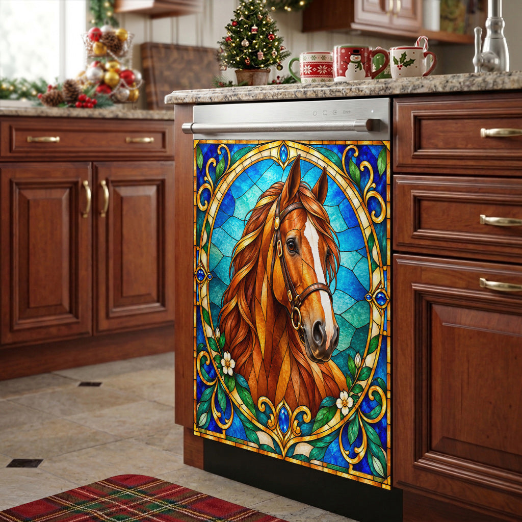Horse Magnetic Dishwasher Cover Stained Glass Horse
