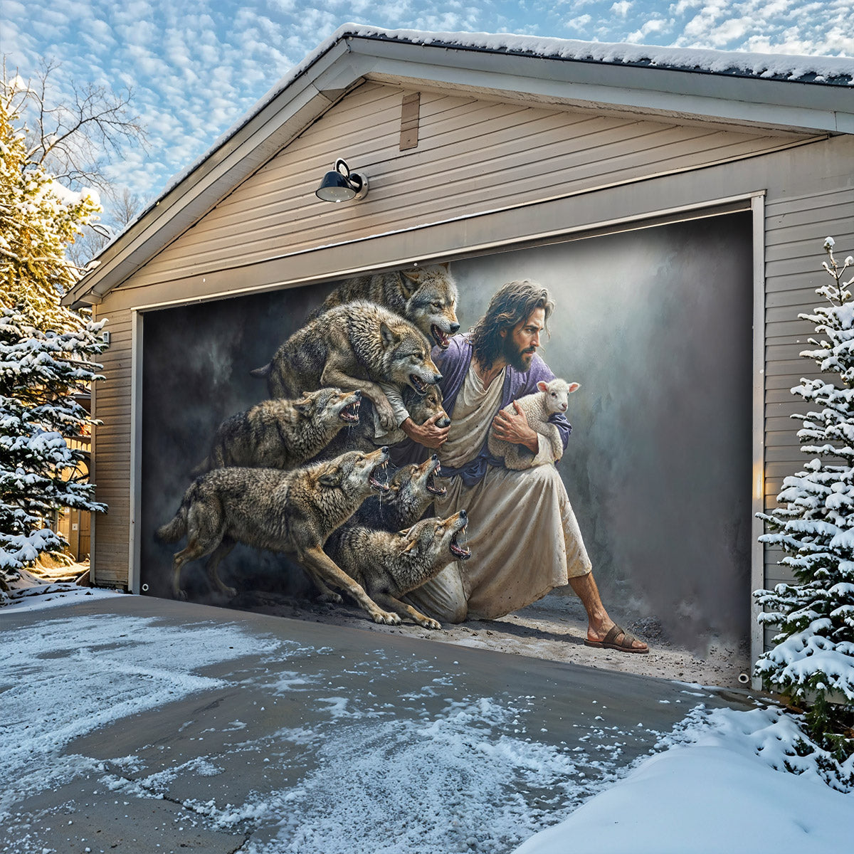God Garage Door Banner Decoration -  The Shepherd Defender