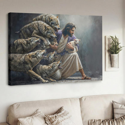 God Wooden-Framed Canvas Wall Art The Shepherd Defender