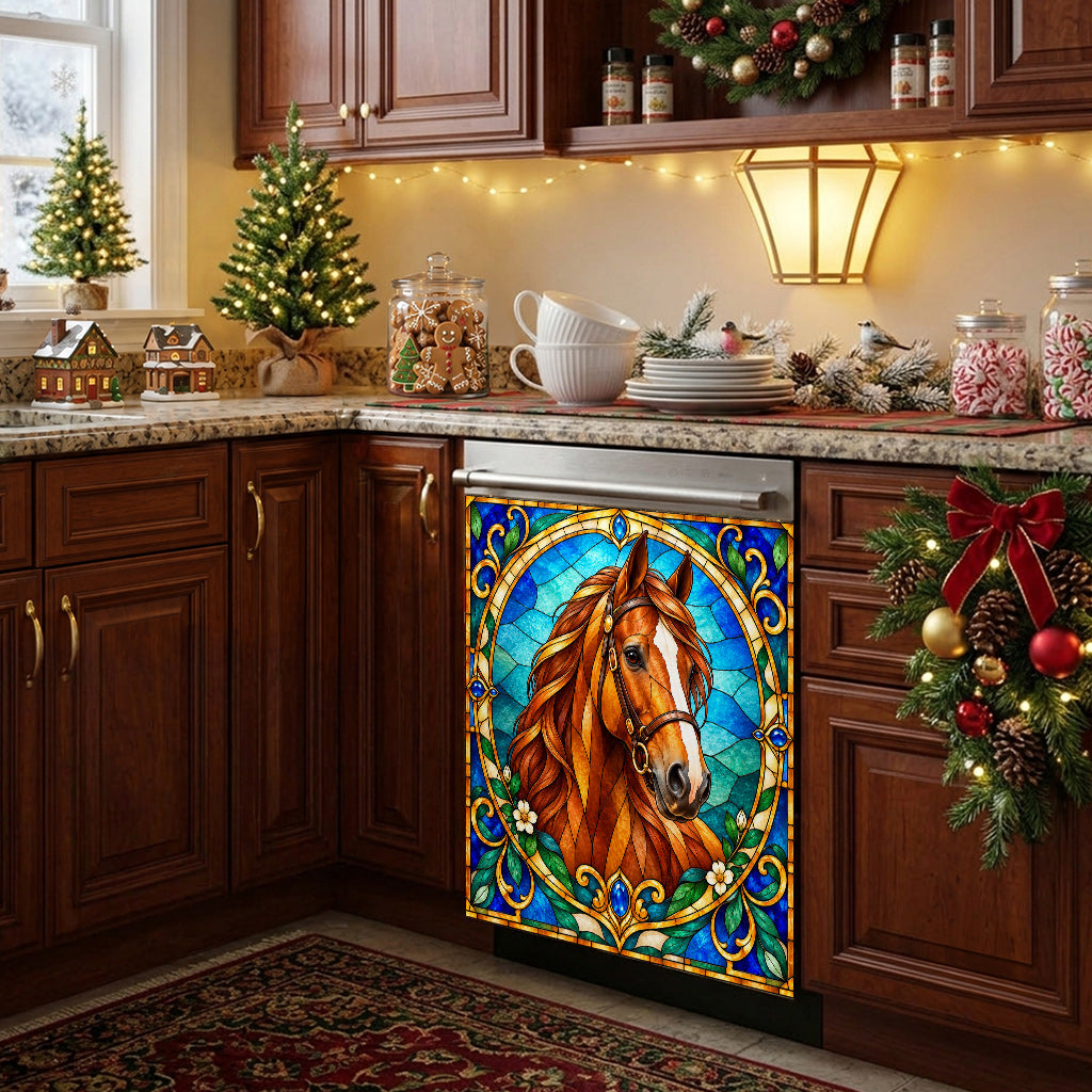 Horse Magnetic Dishwasher Cover Stained Glass Horse