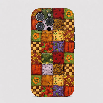 Autumn Quilt Blooms Leather Phone Case