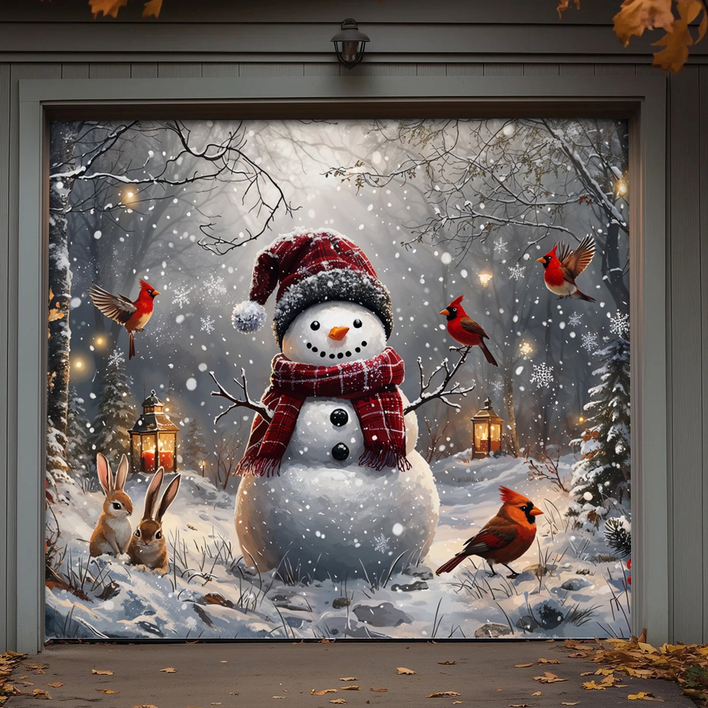 Christmas Garage Door Banner Decoration - Christmas in the Quiet Woods Winter Blessings