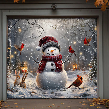Christmas Garage Door Banner Decoration - Christmas in the Quiet Woods Winter Blessings