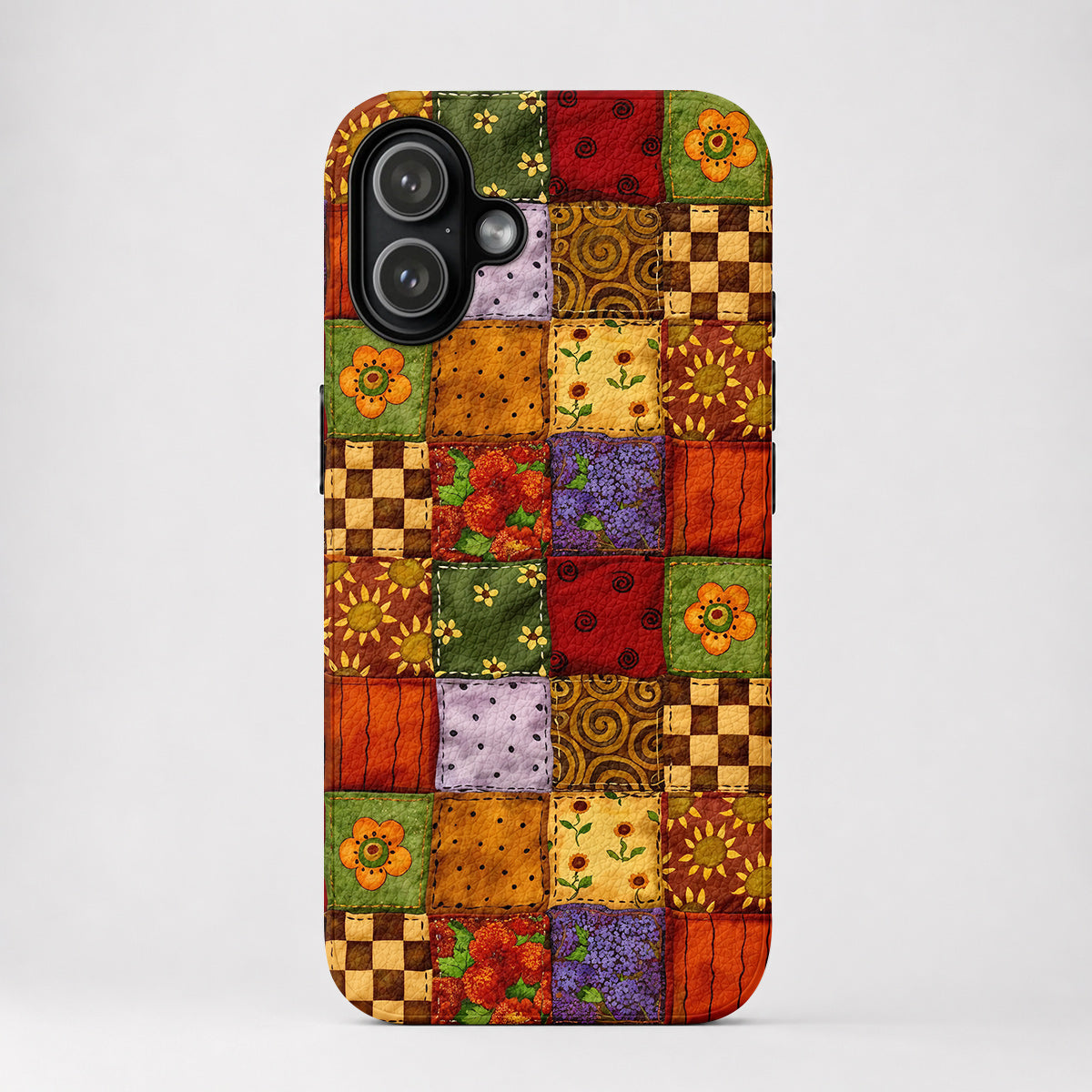 Autumn Quilt Blooms Leather Phone Case