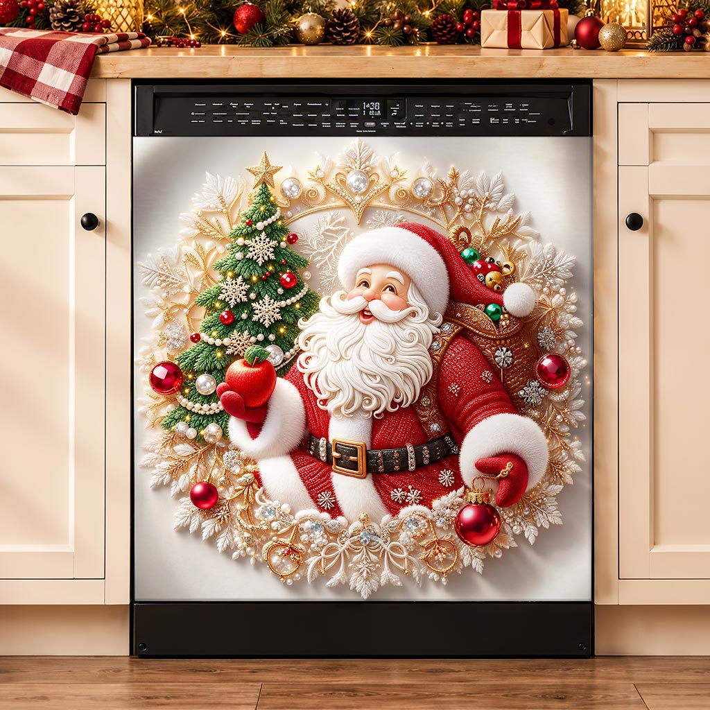 Christmas Magnetic Dishwasher Cover Santa's Sparkling Christmas Magic
