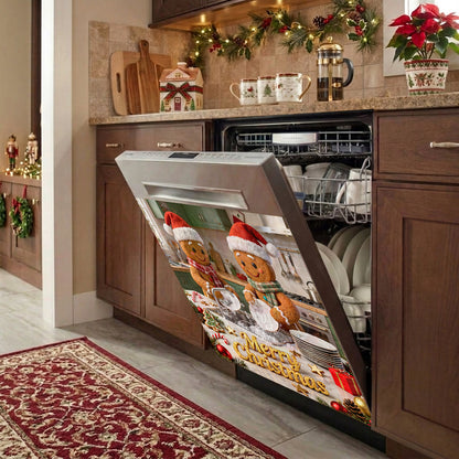 Christmas Magnetic Dishwasher Cover Gingerbread Christmas Kitchen Cheer