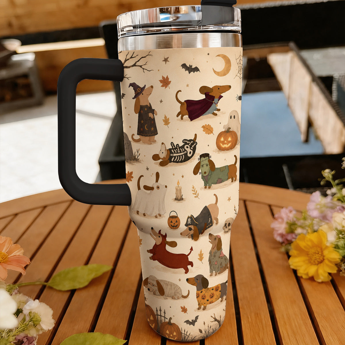 Dachshund 40 oz Tumbler Spooky Dachshund Halloween
