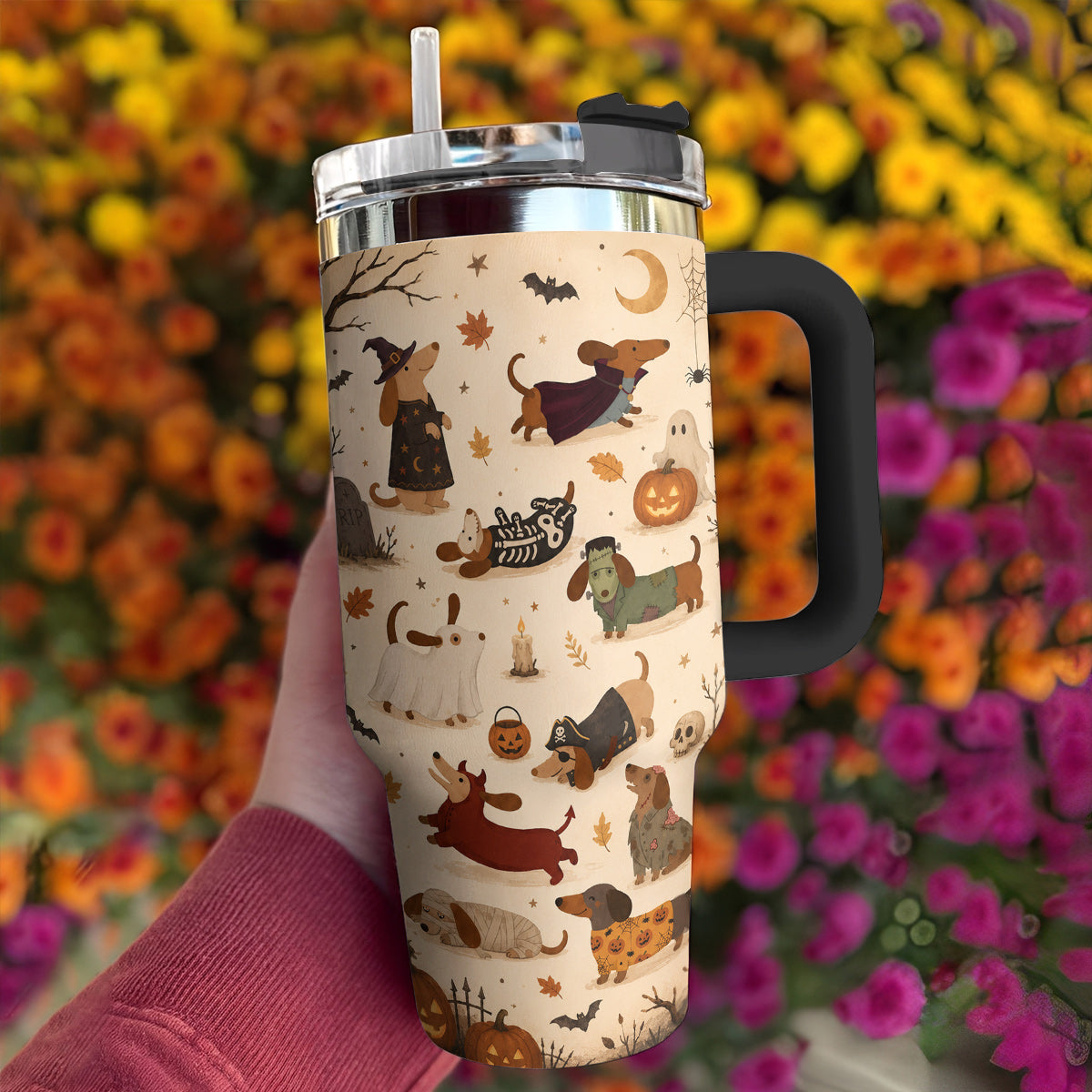 Dachshund 40 oz Tumbler Spooky Dachshund Halloween