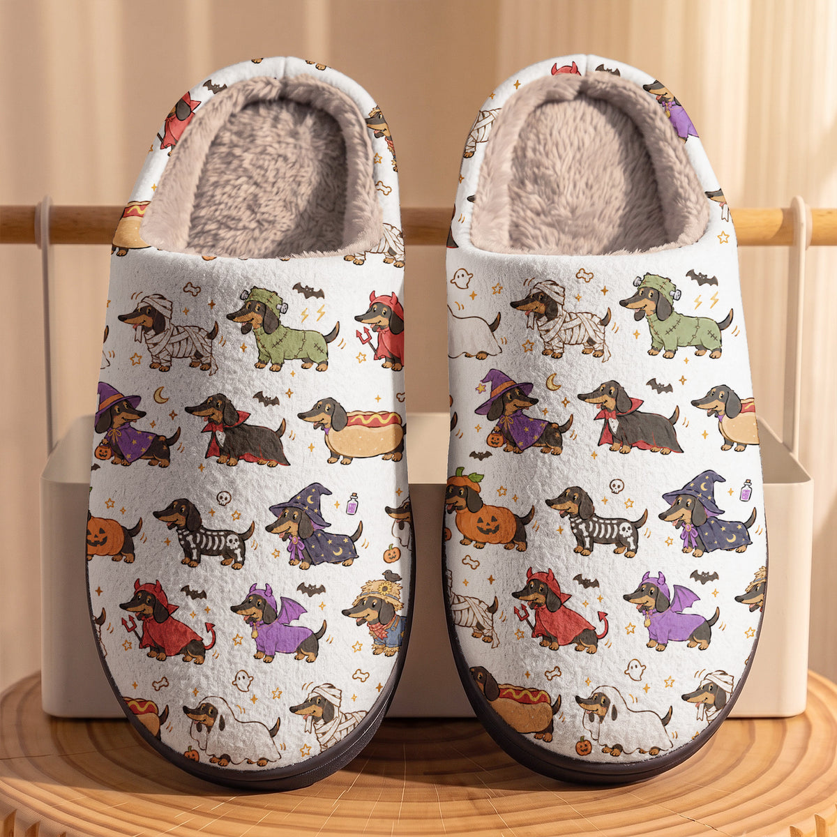 Dachshund Fleece Lined Slippers Little Monsters Dachshund