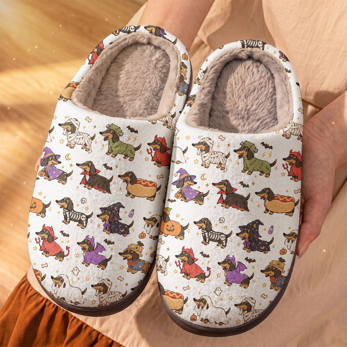 Dachshund Fleece Lined Slippers Little Monsters Dachshund