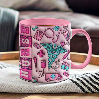 Nurse Accent Mug Personalized Scrubs Sipper (11, 15oz)