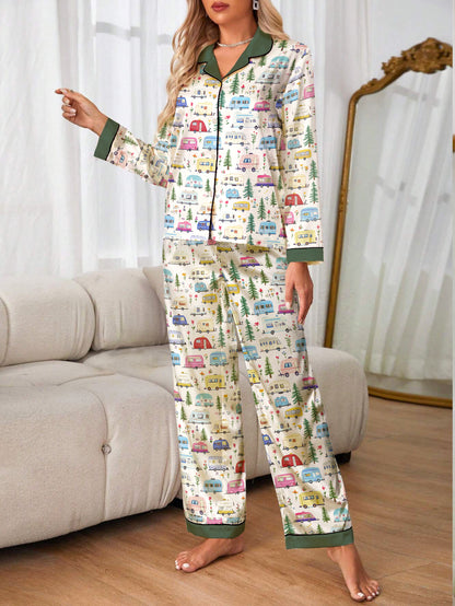 Camping Lover Classic Pajama Set Camping Forest Pattern