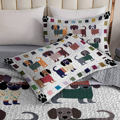 Dachshund All Season Quilt 3-Piece Set Paws and Patches