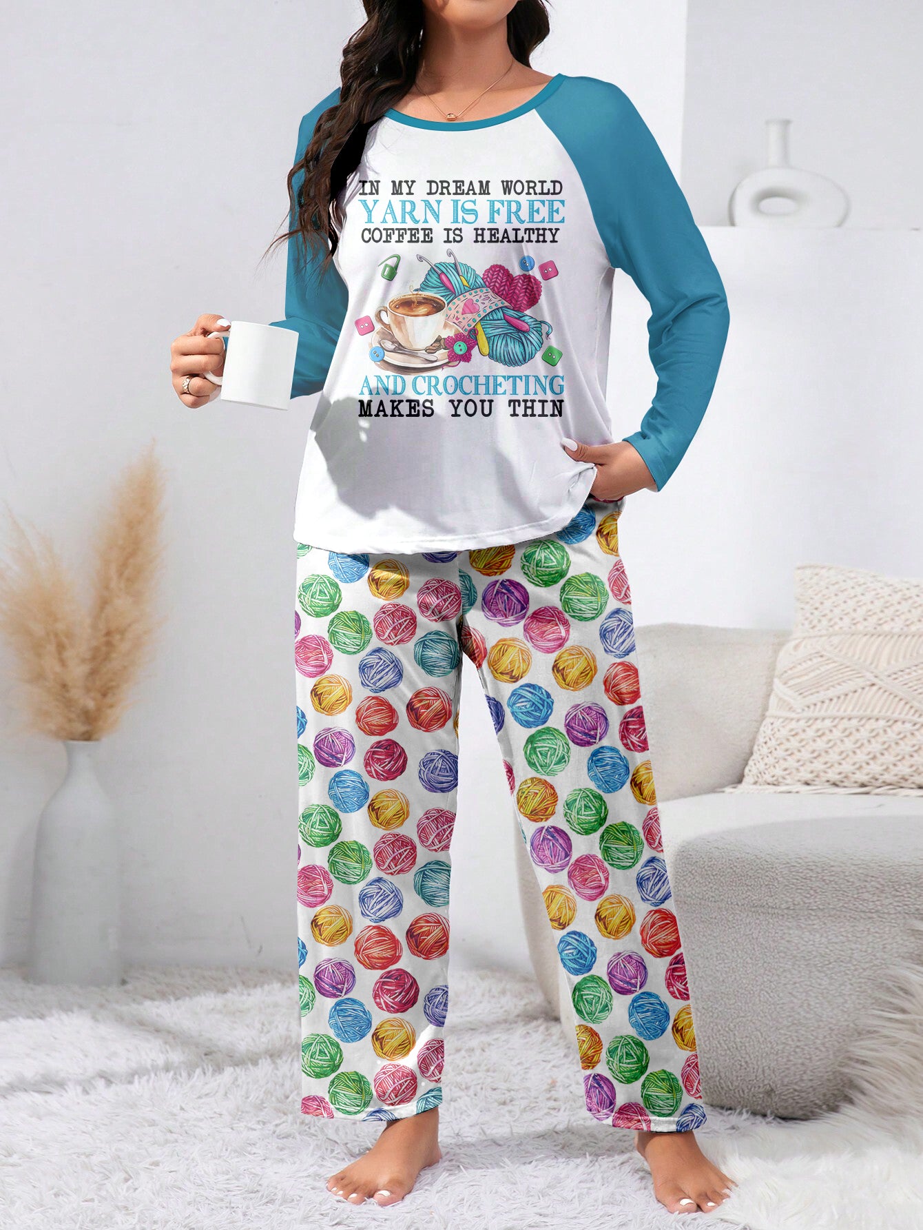 Crochet Lover Raglan Lounge Pajamas In My Dream World