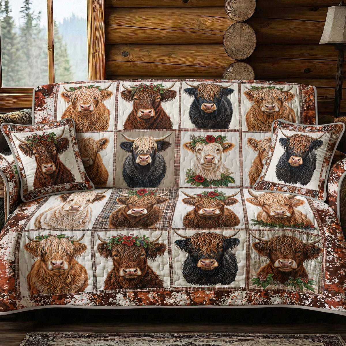 Highland Cows Quilted Sofa Cover Cows In My Heart