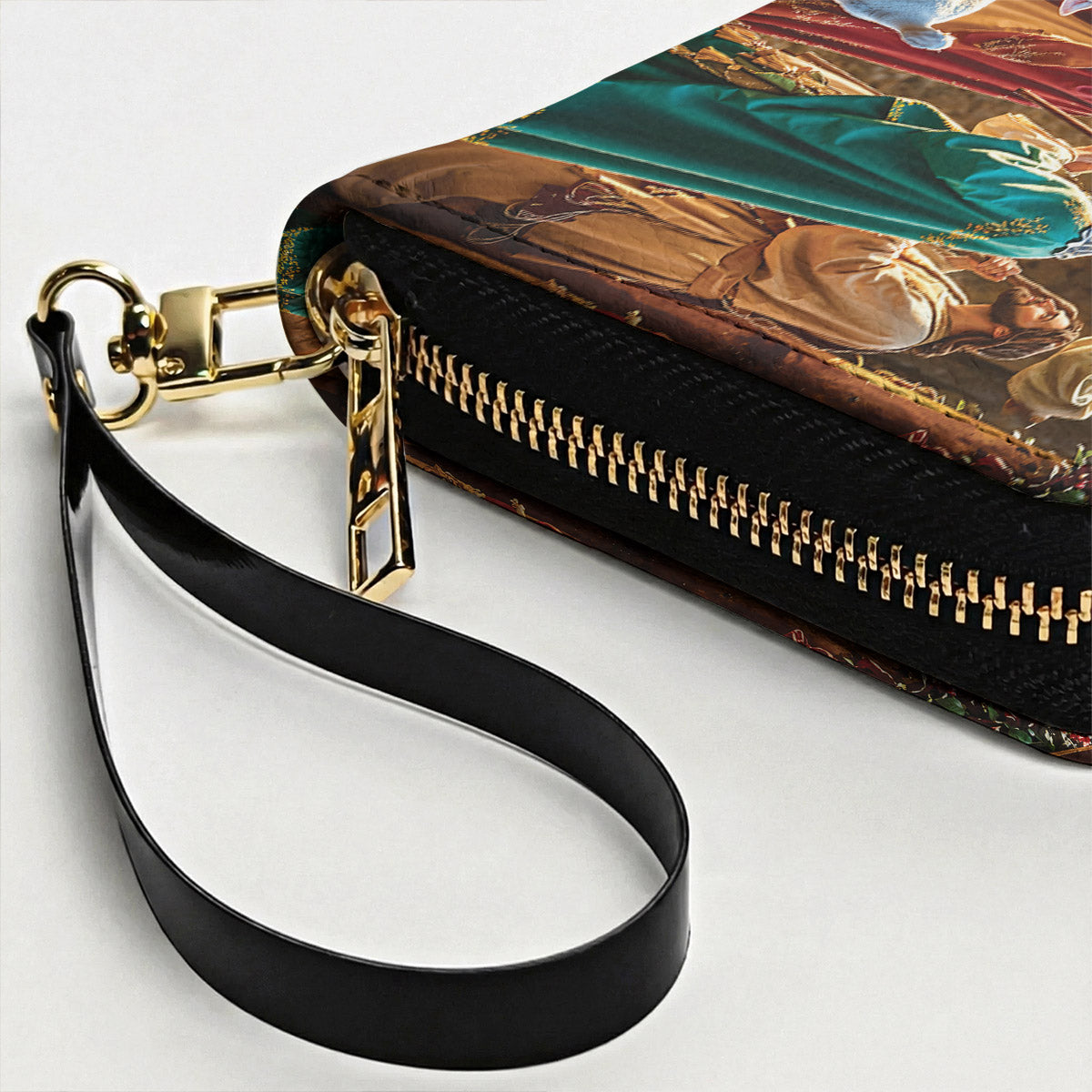 God Leather Wallet Divine Light at the Manger The Nativity Scene